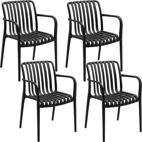 Pack de 4 Sillas Apilables de Exterior con Reposabrazos Kaia en P