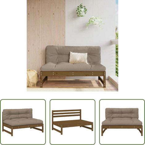 vidaXL Sofá central madera maciza de pino marrón miel 120x80 cm (1/5)