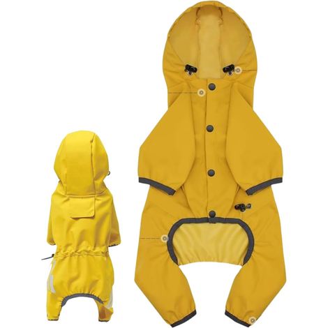 Raincoat for Dogs Waterproof Adjustable Lightweight Yellow (1/5)