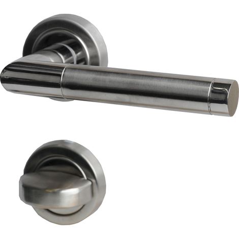 Alpertec 28020130AZ Maniglia per porta WC in acciaio inossidabile Rosette bicolore per porte da bagno, maniglie per porte... per porte da bagno