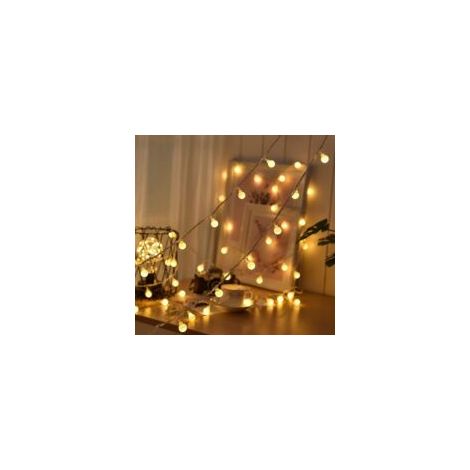 Luci a stringa LED impermeabili per esterni, a batteria, 5 m, 50 lampadine LED bianco caldo, luci natalizie per cameretta, balcone, feste, decorazioni - Crezuo