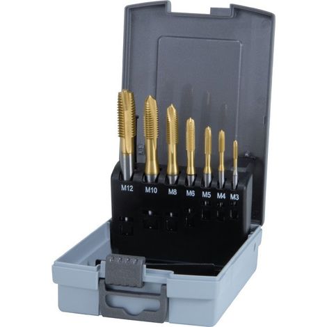 RUKO maschi per  filettatura a  macchina set  7 pz.  forma B  HSS-TiN in  cassetta di  plastica -  245065RO
