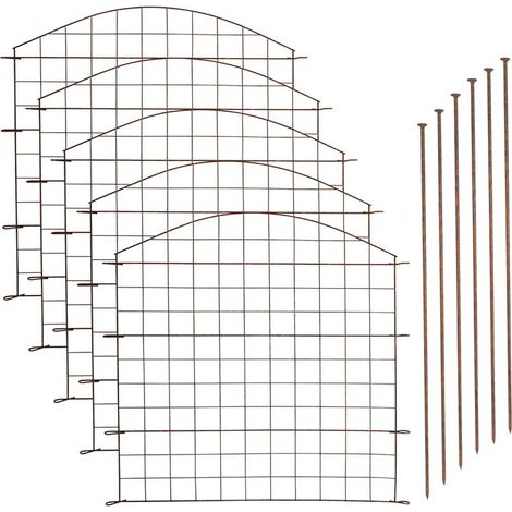 Edelrost Teichzaun Gartenzaun 11tlg Set Zaun Zaunelemente Gitterzaun Metall Rost Oberbogen (1/5)