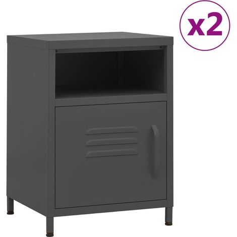 Nachttische 2 Stk. Anthrazit 35x35x51 cm Stahl vidaXL (1/5)