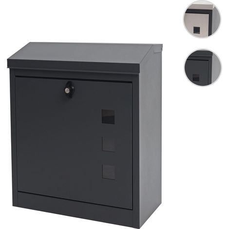 Boîte aux lettres XXL HWC-H26, verrouillable, revêtement en poudre 52x44x25cm noir acier inoxydabl (1/5)
