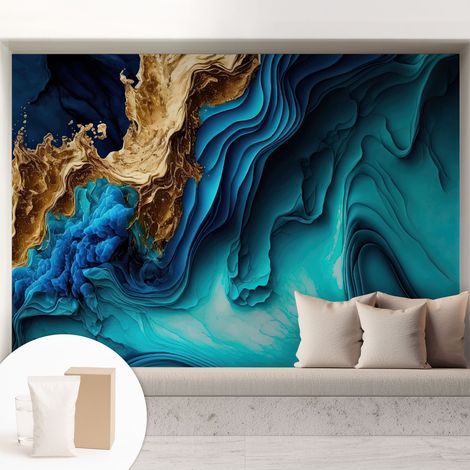 Papier peint intissé décoratif pour salon chambre et cuisine Facile à poser avec colle Vagues énergiques 208x146 cm (1/5)