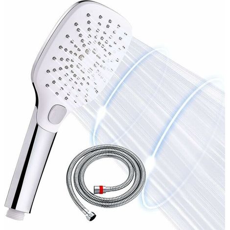 Large Shower Head with 1.5M Shower Hose, 3 Modes for Bathroom, Chrome (1/5)