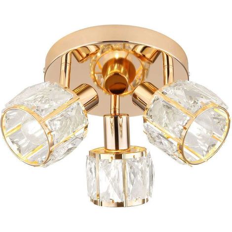 Lámpara de techo elegante para salón, triple redonda, Ø36cm, oro rosa, pantallas decorativas de cristal, cristales, 3xE14 40W DUBAI Candellux (1/2)