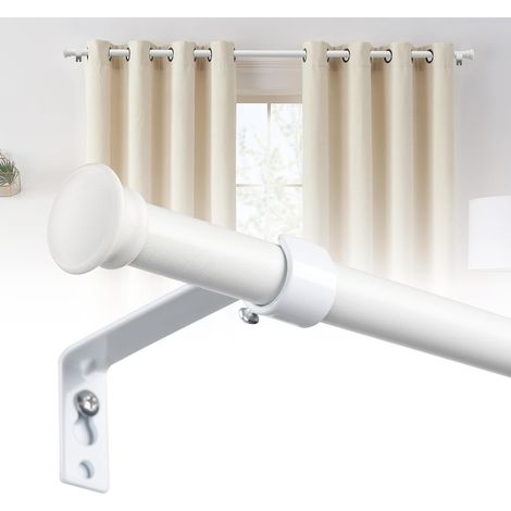 Tringle à Rideaux Blanc, 76-120 cm, Diamètre 16 mm, Extensible, Robuste, Acier allié, Montage mural, Blanc (1/5)