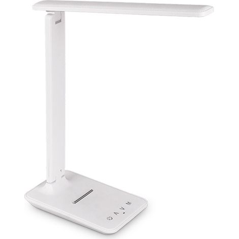 Lampe Bureau 3 Axes Rotative avec Support Téléphone Soin Yeux – 5 Températures Couleur Niveaux Gradation Port USB Charge LED Maison Bureau Travail Lecture Étude, Blanc (1/5)