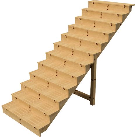 Außentreppe Holz Höhe 207cm 12 Stufen, Breite 120cm, MIT Setzstufen