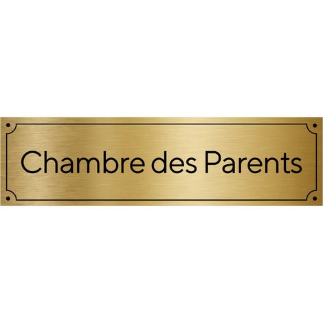 Plaque de porte gravée pour Chambre parents en pvc aspect argent brossé ou or brossé .- Or brossé - (1/5)