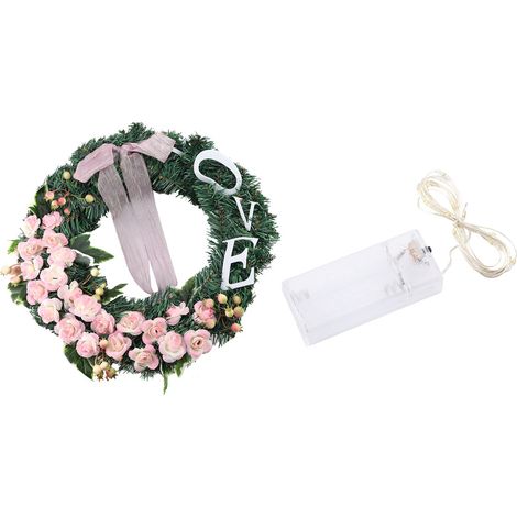 Couronne De Fleurs Artificielles - Pour Porte Fenêtre Intérieur Mariage - Diamètre 30 Cm - Sans Éclairage - 1 Pièce (1/5)