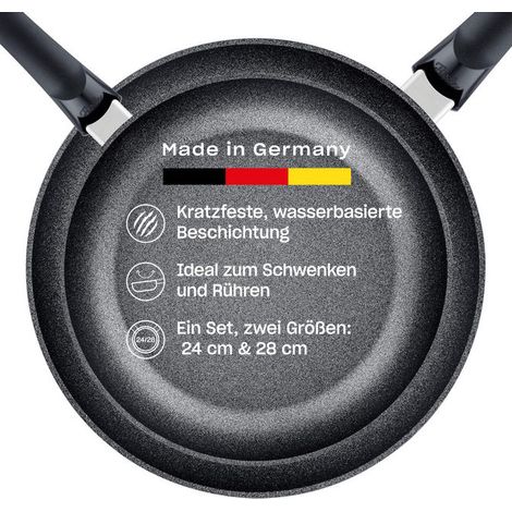 Fissler 157-304-02-101-0 Adamant Classic Set 2 Padelle Antiaderenti 24 cm e 28 cm Induzione colore Nero