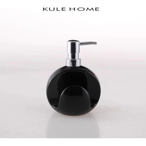 -1 Joli flacon en céramique de 450 ml pour gel douche, shampoing, savon liquide, désinfectant pour les mains et bain - Accessoires de salle de bain (1/5)