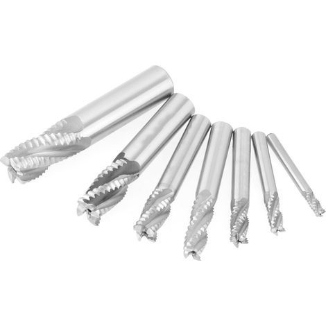 7-teiliges Set, 4 Schneiden, 6–20 mm HSS-Schaftfräser, Schruppfräser mit Spanbrecher (1/5)