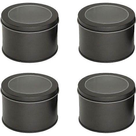 Lot de 4 boîtes de conservation avec fenêtre pour thé, céréales, gâteaux, desserts, café (gris foncé) (1/3)