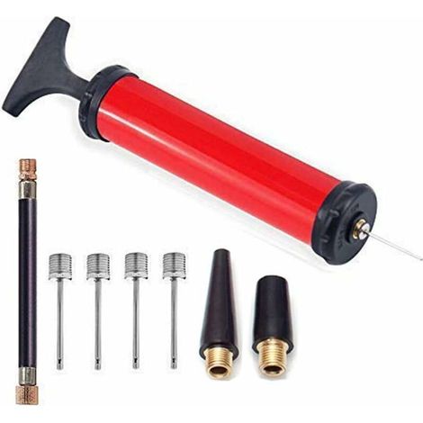 Gonfleur portable pour ballons de sport avec pompe manuelle, pour football, rugby, volley-ball, basket-ball et bouées. (1/5)
