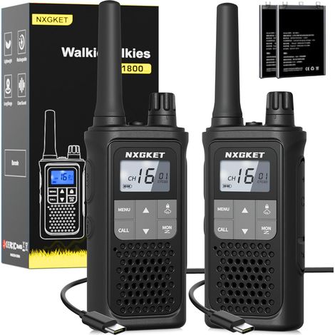 Talkie walkie Professionnel,PMR446 sans Licence Talkie-walkie Longue Portée 1-5km,Rechargeable avec Batterie Li-ION Intégrées,16 Canaux Radio avec Lampe De Poche pour Camping (1/5)