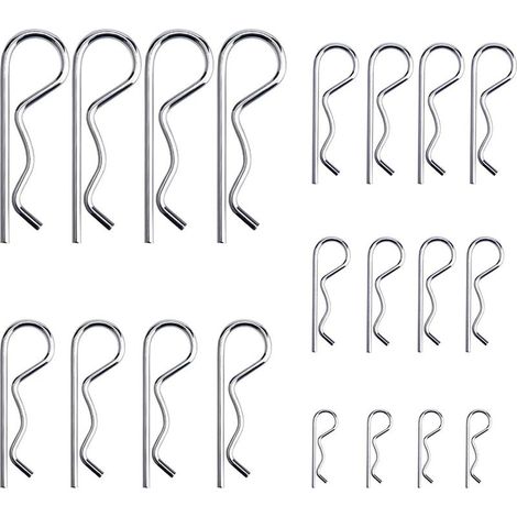 20 Pièces R Clips Goupilles de Retenue, Kit d'assortiment de Goupilles d'attelage à Goupille Fendue Robuste Plaqué Zinc pour Systèmes de Verrouillage de Camion de Remorquage, M1.2-M3.5 (1/5)