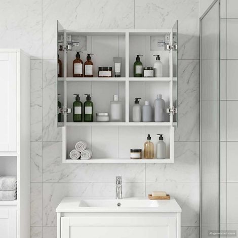 vidaXL  Bathroom Mirror Cabinet  White 50 x 14.5 x 70 cm Engineered wood