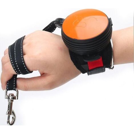 Laisse rétractable pour chien en nylon réfléchissant automatique rétractable avec sangle de traction au poignet, légère, idéale pour la randonnée, convient aux petites et moyennes tailles (1/3)