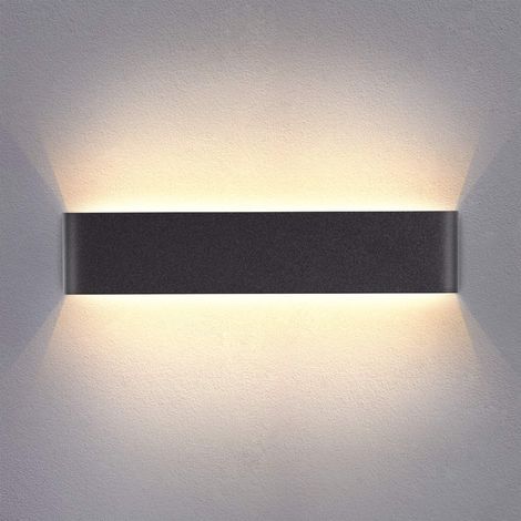 14W LED applique murale Intérieur 40cm lampe murale blanc chaud, Design simple noir Brossé pour chambre salon salle de bain (1/3)