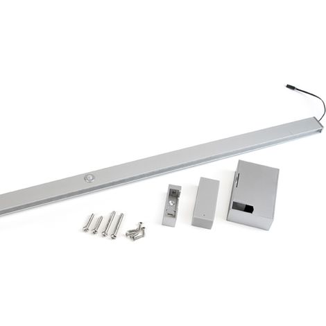 Emuca Garderobenstange mit LED-Licht Castor mit abnehmbarer Batterie und Bewegungssensor, L858mm, Kunststoff und Aluminium, Metallic grau (1/5)