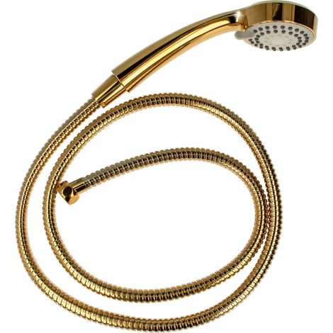 tecuro Antikalk - Handbrause ew-080 gold - mit 3-Funktionen und Metallschlauch 125 cm - vergoldet (1/5)