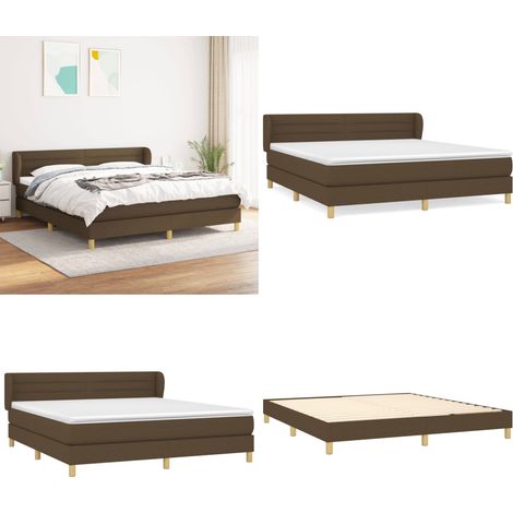 Sommier à lattes de lit avec matelas Marron foncé 180x200 cm - Lit Double - Lit Tapissier - Literie - Chambre À Coucher - Matelas À Ressorts Ensachés - Home & Living (1/5)