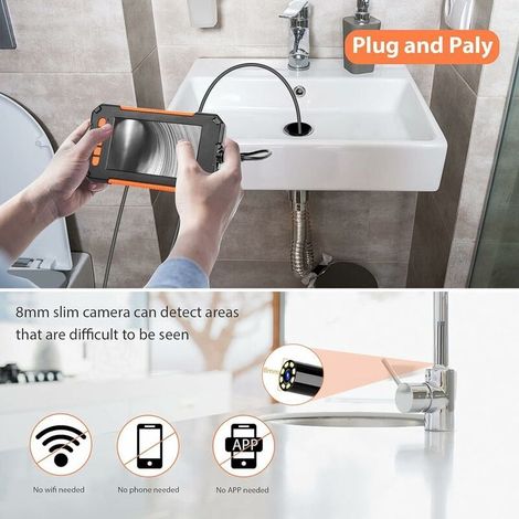 Caméra Endoscope, Caméra Endoscopique 1080P HD, Caméra d'Inspection Canalisation Écran LCD 4.3 Pouces, étanche IP67 avec 2600mAh, Câble 10m Semi-Rigide (1/5)