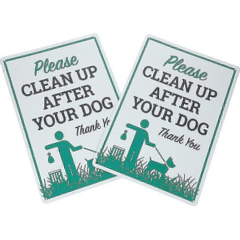 Deux panneaux métalliques d'avertissement concernant les déjections canines, panneaux d'avertissement concernant les toilettes pour chiens, veuillez ramasser les excréments de votre chien. (1/5)