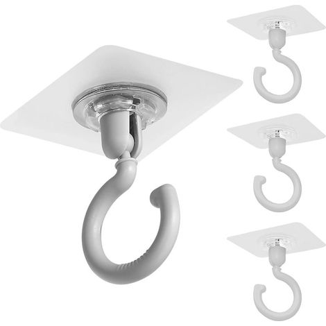 Ultra-Strong Transparent Ceiling Hooks – 4 Pieces, Adhesive, No Drilling Required, Waterproof, Ideal for Bathroom, Kitchen, Office and Bedroom (1/4)