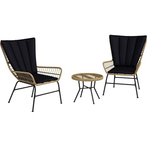 Bistro-Set Balkonmöbel-Set Balkonmöbel, Boho-Stil, wetterbeständig, 76 x 66 x 96 cm, Schwarz idéal pour aménager votre terrasse, balcon ou jardin, alliant confort et durabilité pour vos moments de ... (1/5)