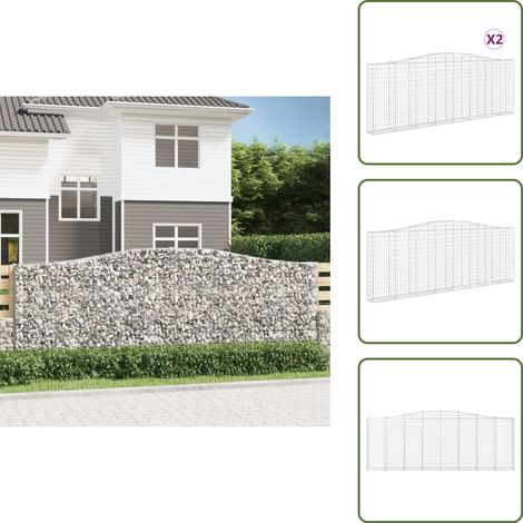 Paniers à gabions arqués 2 pcs 400x30x140/160 cm Fer galvanisé - Panier Gabion - Mur Gabion - Clôture Gabion - Décoration Jardin - Barrieres Jardin (1/5)