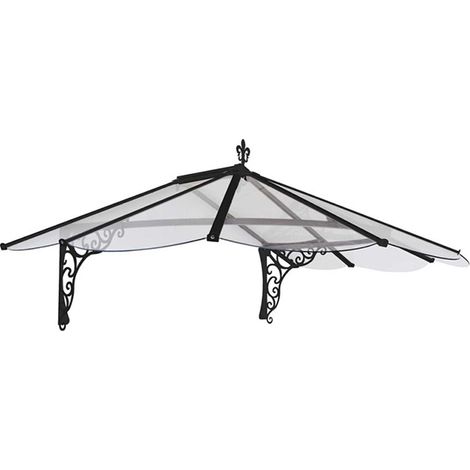 Patio Cover Iris Door Awning Canopy 1780 Clear - Acrylic - L174.9 x W125 x H79.9 cm - Black
