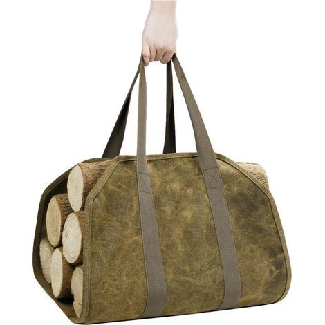 Sac bûche Cheminée fourre Tout, Panier Bois de Chauffage en Toile Solide, Panier bûche de Transport Bois de Chauffage Foyer Accessoires pour poêle à Bois,94x46cm (1/5)