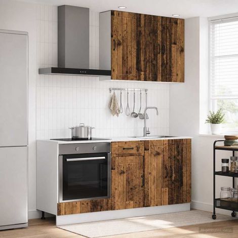 vidaXL Unité de cuisine LUCCA 5 pcs Bois ancien Bois d'ingénierie (1/5)