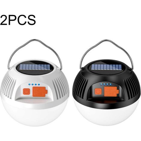 Lot de 2 lampes LED rechargeables USB pour la pêche, le camping et la randonnée, étanches et alimentées à l'énergie solaire (1/5)