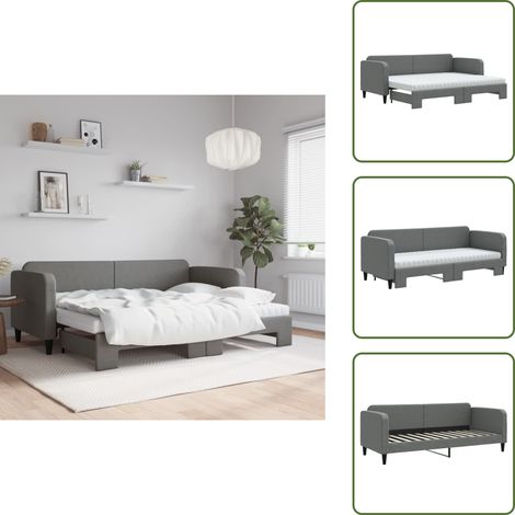 Sofá cama con cama nido - vidaXL Sofá cama nido con colchón tela gris oscuro 80x200 cm - Sofá cama doble