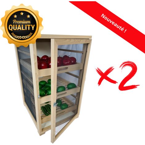 Lot de 2 garde-mangers légumiers fruitiers moyen modèle (6 tiroirs bois inclus) (1/5)