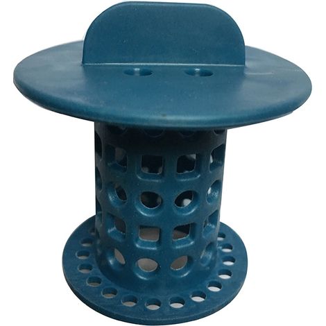 Un nouveau panier d'évier cylindrique en plastique bleu avec piège à cheveux