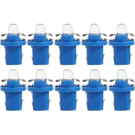 10Pcs T5 LED Bulbs with Holder, 12V BAX10d B8.5D Car Dashboard Light Bulbs for Car Motorcycle - Blue (1/5)