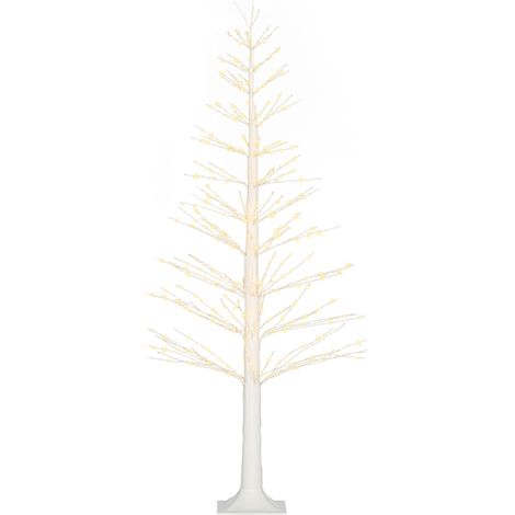 Sapin de Noël artificiel avec éclairage LED, 180 cm de haut, écorce réaliste, blanc (1/5)