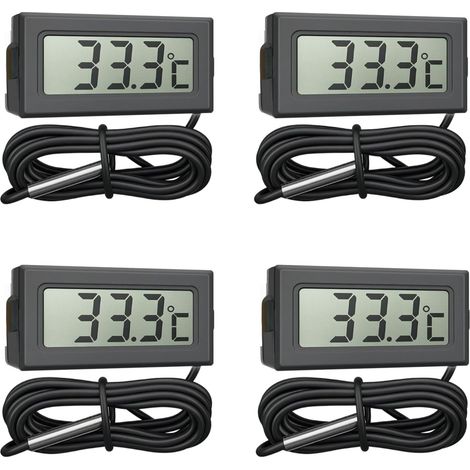 Thermomètre Numérique Intérieur Extérieur avec Sonde Étanche Mini Thermomètre Aquarium Réfrigérateur Incubateur Lot de 4 (1/5)
