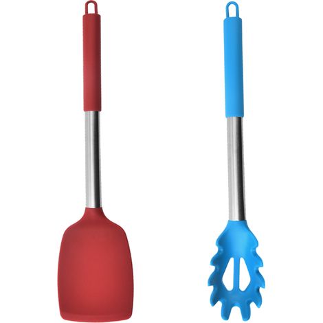 Ensemble Ustensiles Cuisine - Silicone Alimentaire Et Acier Inoxydable - Résistant Chaleur Pour Poêles Antiadhésives - Lot De 2 Pièces (1/5)