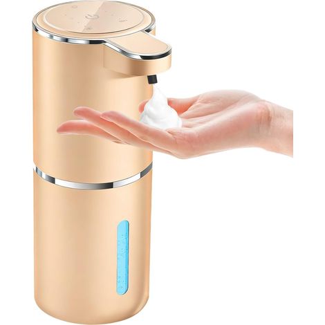 Distributeur de savon moussant automatique - Pompe mains libres sans contact Distributeur de savon rechargeable USB avec 380 ml, Distributeur réglable à 4 niveaux pour salle de bain et cuisine (1/5)