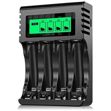 Chargeur de batterie rechargeable à 4 emplacements pour une charge rapide des piles AA AAA avec port USB (1/5)