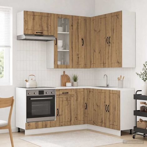 vidaXL Unité de cuisine LUCCA 8 pcs Chêne artisanal Bois d'ingénierie (1/5)