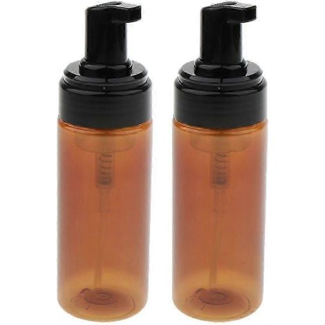 Lot de 2 flacons distributeurs de savon moussants en plastique ambré, format voyage, avec pompe, 150 g (1/5)